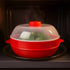 Microwave Steamer for Vegetables, Fish, Poultry & Rice – BPA-Free Cooking Container, Red, Dishwasher Safe