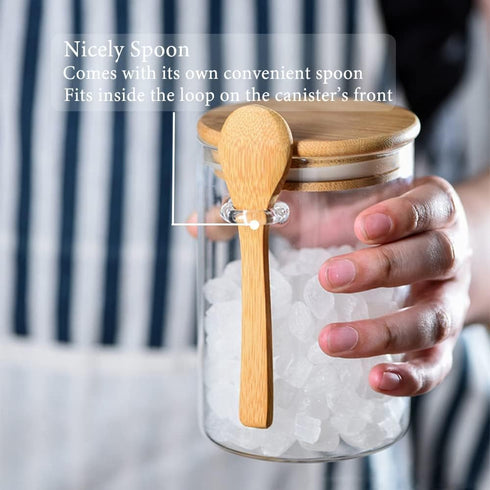 Spice Jars Set, 3PCS 18Oz/530ML Overnight Oats Containers with Airtight Lid and Spoon, Decorative Kitchen Canisters