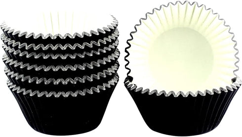 Foil Cupcake Liners Standard Black Baking Cups, 200 Pack
