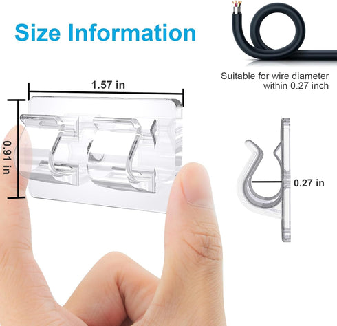 30 PCS Hooks for Outdoor String Lights, Heavy Duty Christmas Light Clips, Clear Adhesive Hooks for Hanging Rope Lights