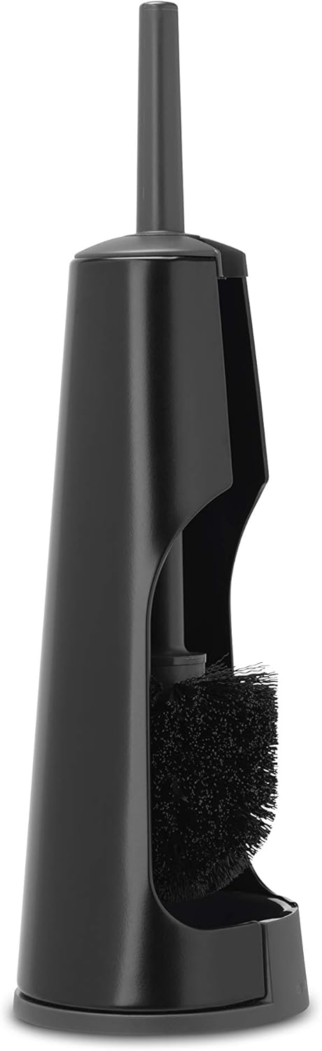 Brabantia ReNew Toilet Brush & Holder Set, Matt Black, Free-Standing, Hygienic Discreet Toilet Bowl Cleaner