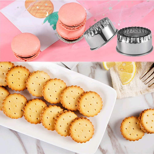 Cookie Cutters Set, 3Pcs Stainless Steel Biscuit Dumpling Cake Pastry Molds for Cooking Baking, Flower Edge