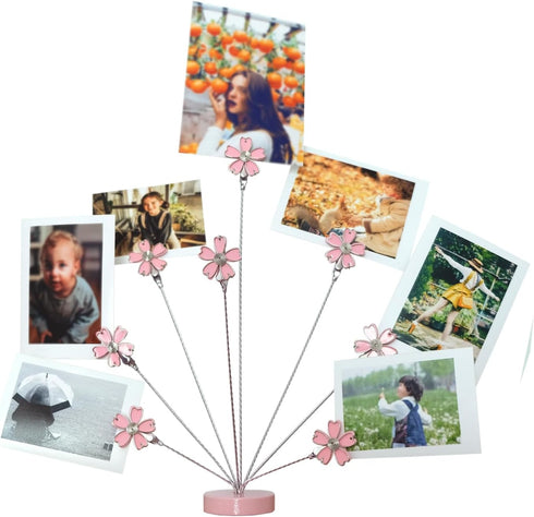 8-Branch Family Tree Picture Frame Holder, Card Photo Clips Holder for Memo Notes and Christmas Displays