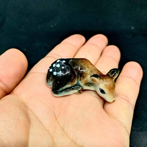 ZOOCRAFT Ceramic Deer Bambi Figurine - Miniature Collectible Porcelain Animal Gift