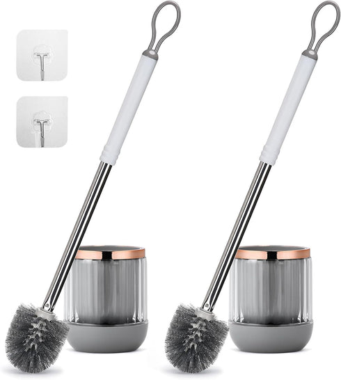 GUCOLUBU Toilet Bowl Brush and Holder 2 Pack Long Handle Toilet Brush for