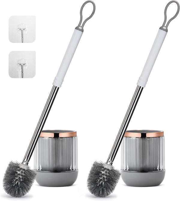 GUCOLUBU Toilet Bowl Brush and Holder 2 Pack Long Handle Toilet Brush for