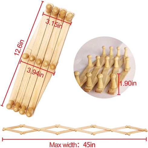 AMAPON Accordion Style Expandable Wall Wooden Coat Rack 13 Hooks for Hats, Jackets, Coffee Mug, Purses