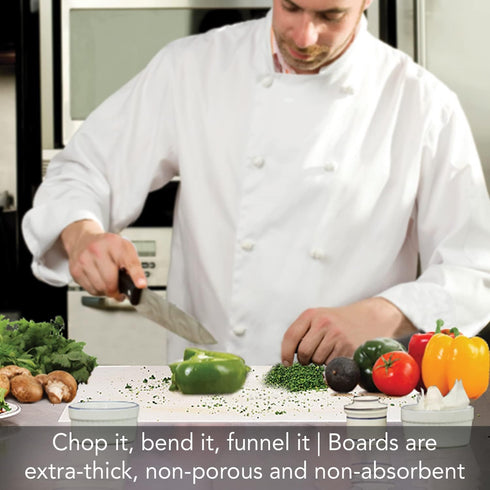 Cut N' Funnel Food Service Grade Heavy Gauge Flexible Plastic Cutting Board Mat, 1 Pack, 18" x 12", BPA Free