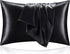 BEDELITE Satin Pillowcase for Hair and Skin, 2 Pack Super Soft Cooling Pillow Cases with Envelope Closure, Black