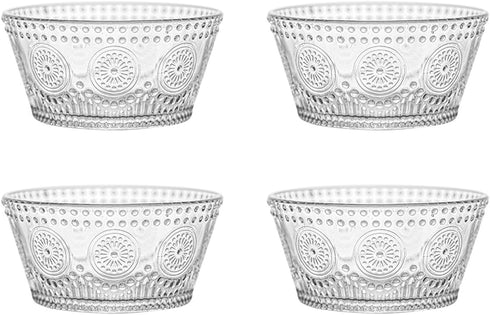 Set of 4 Glass Bowls, 13 OZ Small Bowls for Kitchen, Dessert, Ice Cream, Snack, Side Dishes, Dipping