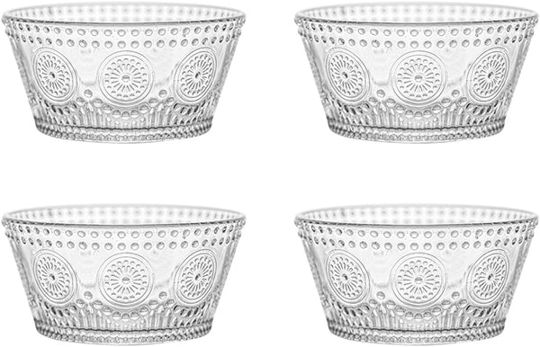 Set of 4 Glass Bowls, 13 OZ Small Bowls for Kitchen, Dessert, Ice Cream, Snack, Side Dishes, Dipping