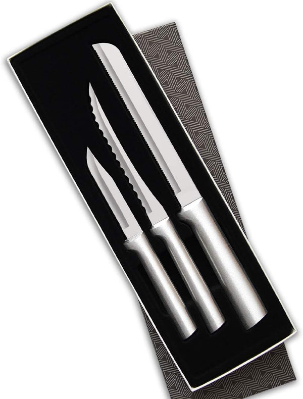 Rada Cutlery Sensational Serrations Kitchen Knife Set - 3-Piece, Stainless Steel Blade, Aluminum Handles