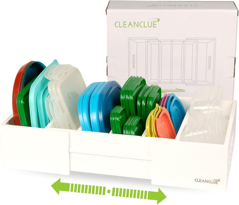 Expandable Kitchen Cabinet Organizer for Food Storage Container Lids, Bamboo Drawer Caddy with Adjustable Dividers
