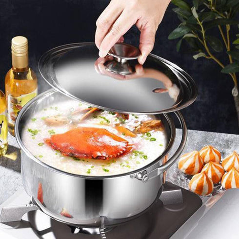 Zerodeko Stainless Steel Stock Pot With Lid Stew Cooking Pot Soup Pot Stew Simmering Pot Stockpot Pasta Pot Cookware For Home Kitchen Restaurant 18cm by Zerodeko