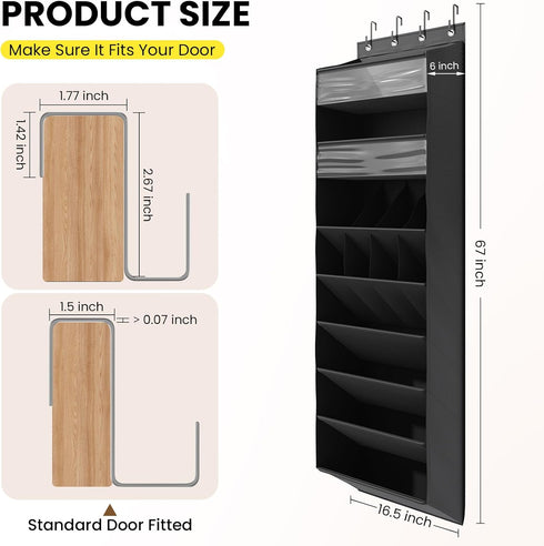 16-20 Closet Mefirt Pairs Over the Door Shoe Organizer, Clear Pockets Shoe Rack for Door, Hanging Shoe Rack for Boots