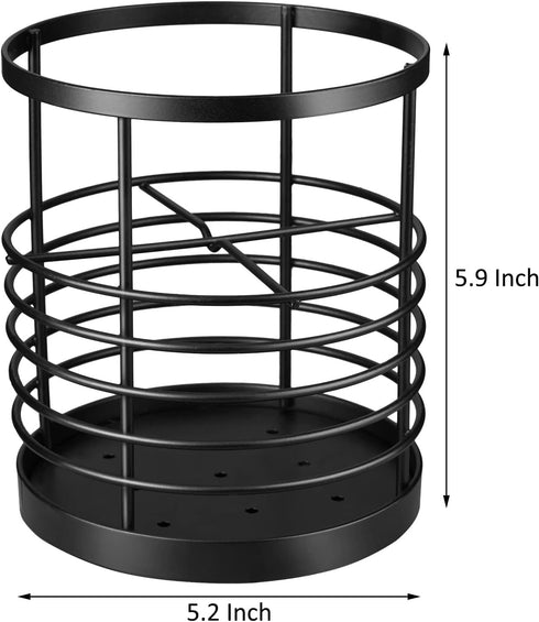 RedCall Utensil Holder, Black Metal Spatula Holder for Kitchen Countertop, Cooking Utensil Organizer, Stainless Steel