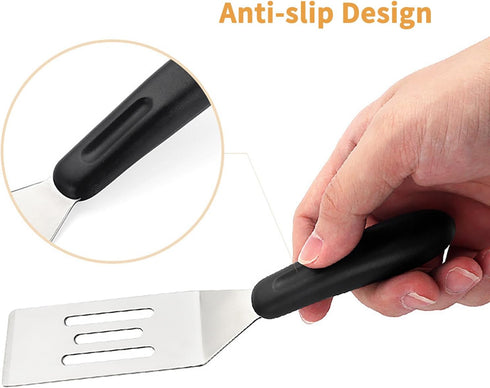 Small Stainless Steel Metal Spatula Turner, 7.87 Inch Non-Slip Handle Cooking Utensils for Flipping Eggs Pancakes