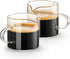 Set 2, 4 OZ Qipecedm Espresso Cups of Double Spouts Cups, Shot Glasses, Milk Cup with Handle, Clear Glass, Espresso