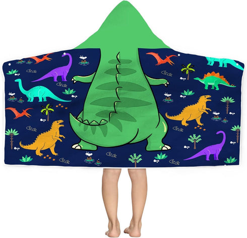 Dinosaur Beach Towel, Dinosaur Towel for Kids with Hood T-rex Hooded Towel