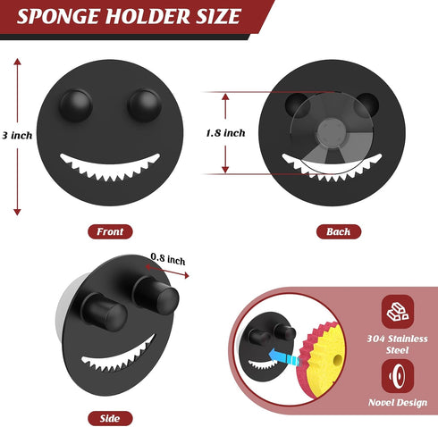 Kontoyo Sponge Holder for Kitchen Sink,Sink Caddy Organizer with Suction Cup Installation for Kitchen/Bathroom, Self