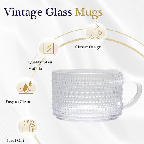 Maredash 4pcs Overnight Oats Containers with Lids,Vintage Coffee Mugs gifts for women,Glass Cups with Spoons and Bamboo