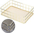 Wire Mesh Basket, Golden Desktop Metal Storage Tray for Home Cosmetic Stationery (9.6 x 6.5 x 2.6in)