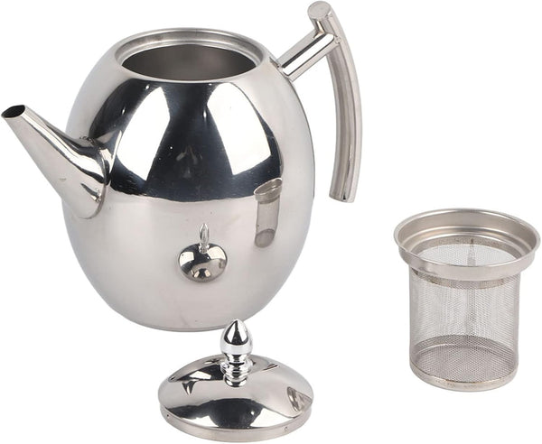 Stainless Steel Teapot with Filter, Large Capacity (1500ML), Metal Coffee Pot Water Container Kettle