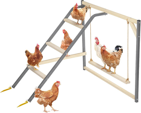 PETSFIT Chicken Perch for Coop-Solid Wood and Rustproof Iron Roosting Bar with