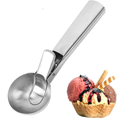 ZKIRON Old-school Heavy Duty Ice Cream Scoop - Stainless Steel, Dishwasher Safe,