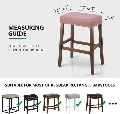 2 Pack Counter YISUN Stool Covers Rectangle - Stretch Oilproof Waterproof PU Bar Stool Covers Saddle Seat Pub Vanity