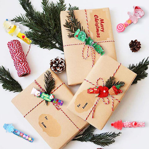 60 Set Kit,60 111 200 Backpacks JOICEE DIY Christmas Clothespins Colored Wooden Clothes Pins Mini Resin Figures Bows