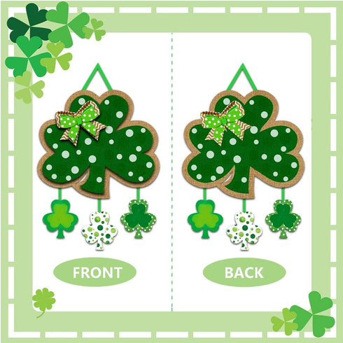 Friday Night St. Patrick's Day Door Sign - Irish Hanging Welcome Board with 3-D Cardboard Green Shamrock Hanger