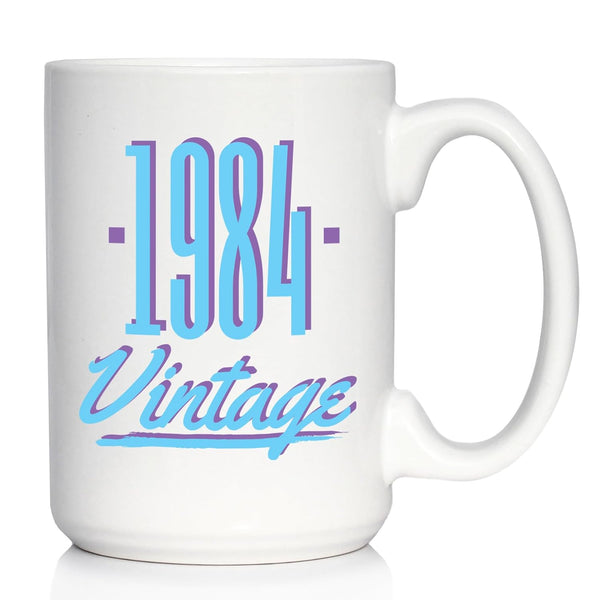 Vintage 1984 - Fun 40th Birthday Coffee Mug Gifts for Men & Women, Retro Large 15oz White Ceramic Mug