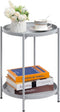 HollyHOME 2-Tier Round Side Table, Outdoor Small Folding Accent Stand with Removable