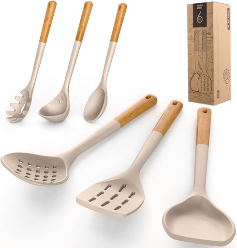 Large Silicone Cooking Utensils Set: Heat Resistant Kitchen Gadgets for Non-Stick Cookware