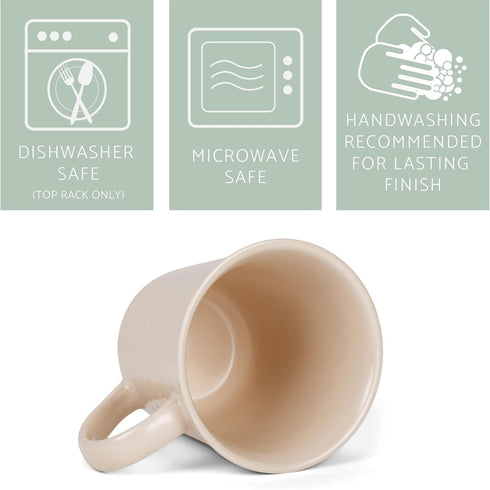 Elanze Designs Cream Matte Glaze Finish Stoneware Coffee Cup Mugs Set of 4, 17 Ounce