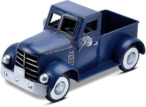Farmhouse Blue Truck Tabletop Decor, Vintage Car Decorations for Indoor and Outdoor, Decorative Storage