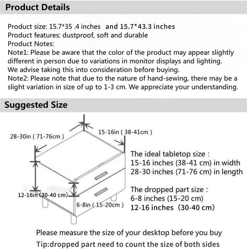 LAVSHOME Room(Beige,43.3" Lx15.7 Embroidered Nightstand Cover Cloth.Anti-Slip End Table Cover Cloth for Bedroom,Square