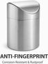 Small Mini Trash Can with Lid, Brushed Stainless Steel, Mini Countertop Trash Bin for Desk Office, 1.5 L