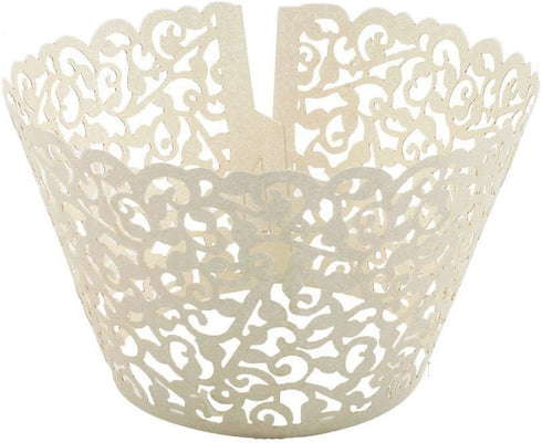 YOZATIA 60PCS Ivory Cupcake Wrappers, Lace Cupcake Liners for Wedding/Birthday Party Decoration