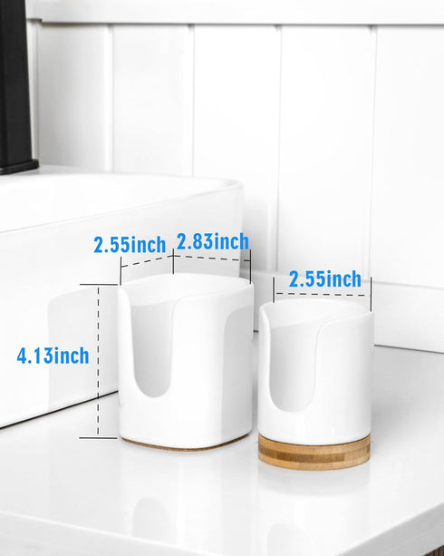 5 oz Square Ceramic Bathroom Cup Dispenser, Disposable Paper Cup Holder for Mouthwash on Vanity Countertop