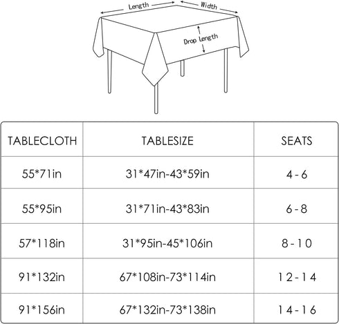 Summer 55 95 inch) BALCONY & FALCON Rectangle Tablecloth Jacquard Style Water Resistant Table Cover for Dining Kitchen