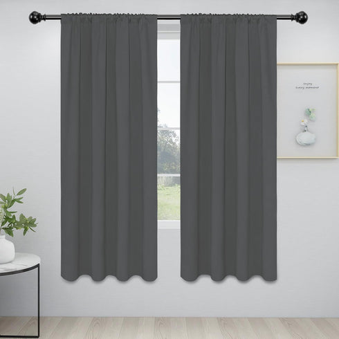 Easy-Going Rod Pocket Blackout Curtains for Bedroom, Room Darkening Thermal Insulated Window Drapes, 2 Panels