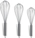 Berglander Whisk Set Pack of 3, Stainless Steel Cooking Whisks 8", 10", 12" Wire Balloon Whisk (Silver)
