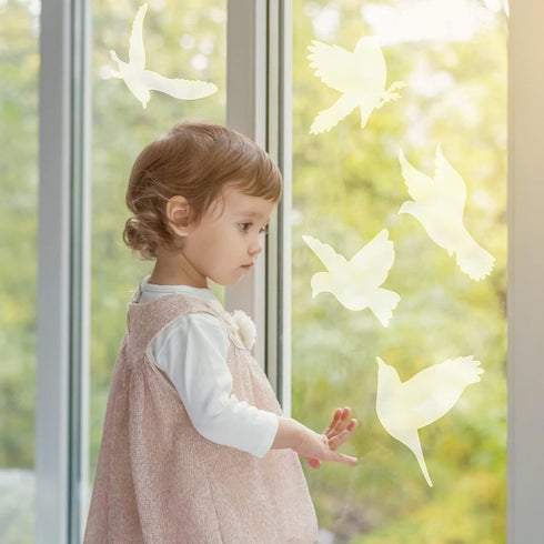 32 Pieces Window Strike Prevention Stickers: Anti-Collision Hummingbird Butterfly Leaf Shapes for Glass