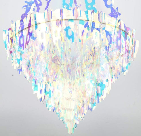 Frozen Holographic Chandelier Shaped Hanging Decoration, Shiny Iridescent White Foil Ceiling Decorative OrnamentUnicorn
