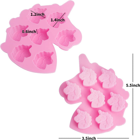 3 Pack Medium Size Unicorn Silicone Chocolate Mold with 7 Cavities for Making Gummy, Candy, Chocolate, Ice Cube, Jelly,