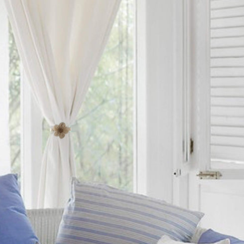 Magnetic Window Curtain Rope Holdbacks - 2 Pieces Simple Sunflower Decorative Knitted Cord Drapery Holder for Home