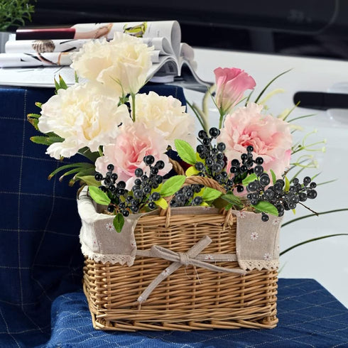 4pcs HUIANER Artificial Berry Fake Dark Blue Berry Lifelike Fruits Simulation Flowers for Wedding DIY Bridal Bouquet