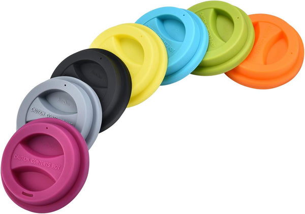 KSENDALO Coffee Mug Lids, Thicker Eco Reusable Silicone Travel Mug Cover Set, Mix-color (7pcs, 3.15" Inner Diameter)